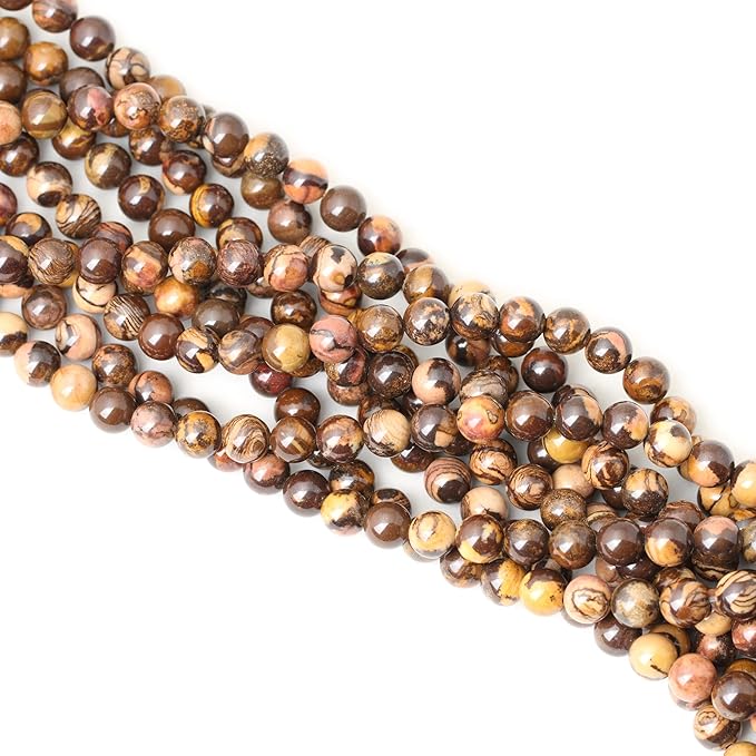 cheavian 45pcs 8mm natural africa picture jasper gemstone round loose beads for diy bracelet necklace earrings jewelry making 1 string 15 inches