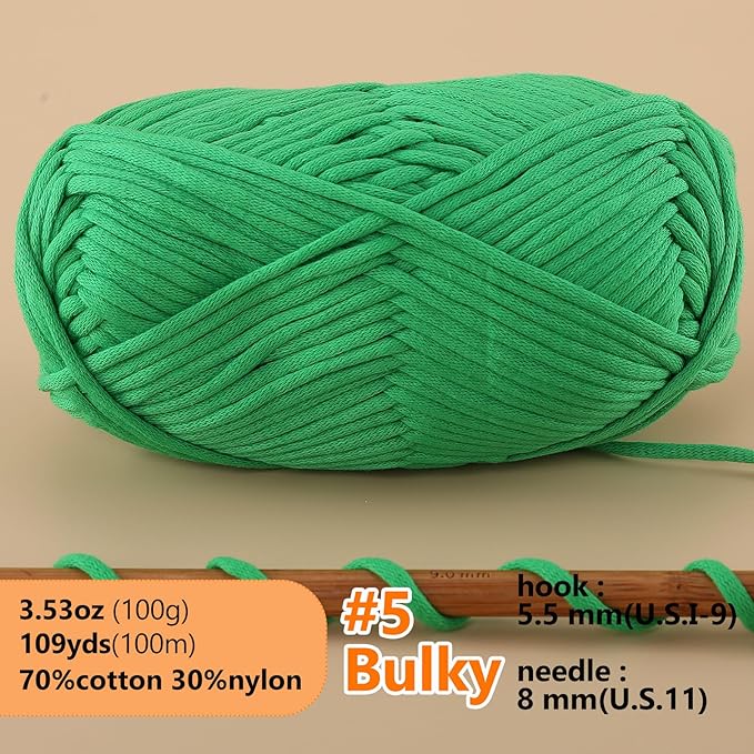 100g Soft Yarn for Crocheting,Crochet Yarn for Sweater,Hat,Socks,Blankets(Green)