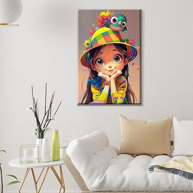 ATDMS Paint by Numbers Kit for Adults with Frame Cartoon Paint by Number with Easel Cartoon Character Adult Paint by Number Kits on Canvas Paint by Number with Frame for Home Wall Decor 8x12 Inch