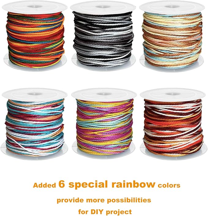 40 Colors 1mm Waxed Polyester Cord Bracelet Cord Wax Coated Thread for Jewelry Making Waxed String for Bracelet Making 25yards for Each Color (1000 Yards)