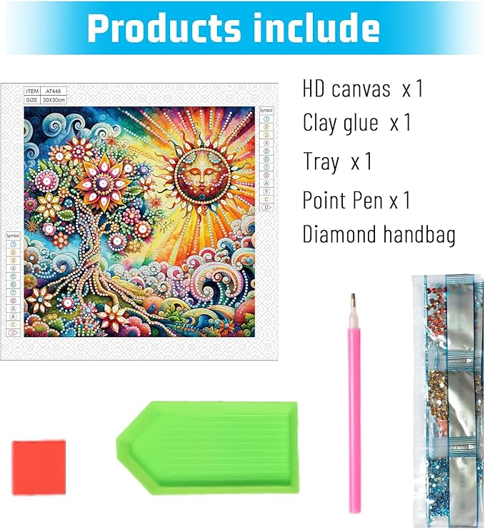LazyFold Diamond Art Painting Kits for Adults, 5D Special Shape Diamond Art Kits for Beginners, Crystal Rhinestones Diamond Art Painting for Home Wall Decoration Gift 12×12inch, Sun and The Tree