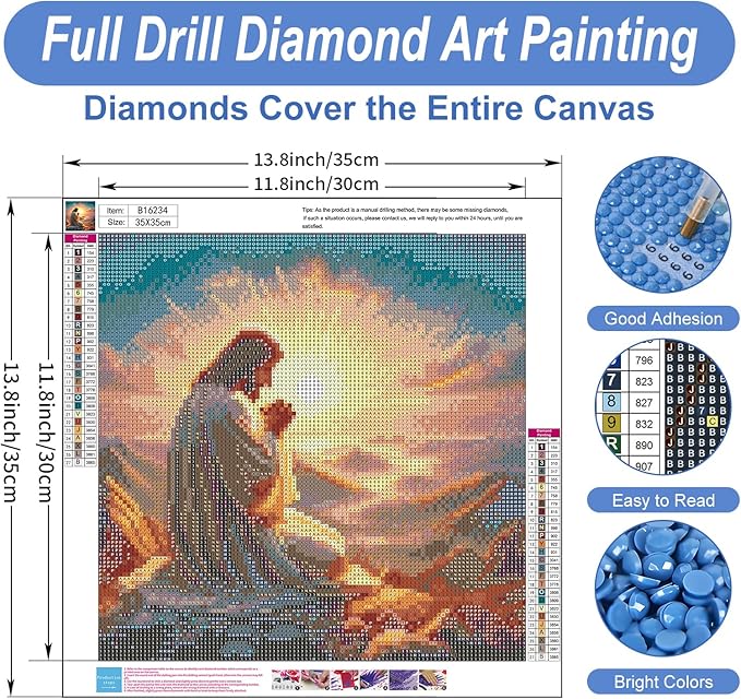Camocin Diamond Art Kits for Adults Jesus, 5D Jesus Diamond Painting Kits for Adults Beginners, DIY Religious Full Round Dots Drill Gem Art Kit for Gift Home Wall Decor 14 x 14 Inch