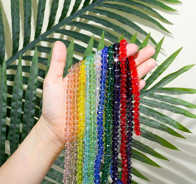 DUQGUHO 500 Pcs Glass Beads Crystal Beads for Jewelry Making Colorful Loose 6 8mm Beads Bulk Assorted Colorful Loose Beads Glass Beads for Bracelets Crafts