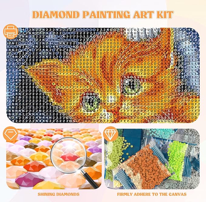 QENSPE Diamond Painting Art Kits for Adults, DIY Three Kittens Full Drill Diamond Art Kits for Beginners, 5D Night Sky Round Diamond Dots Paintings Gem Crystal Crafts Home Wall Decor Gifts 30x30cm