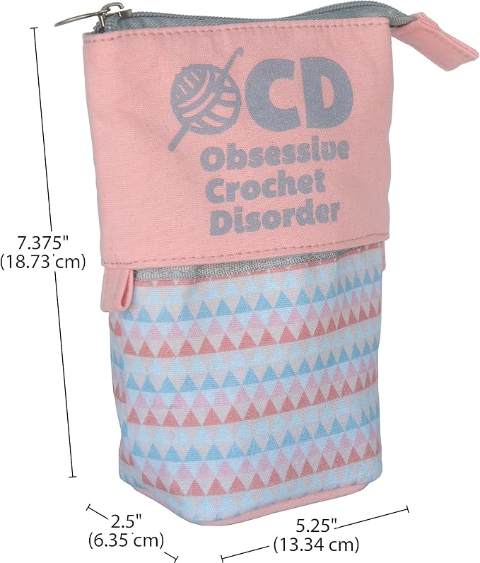 Boye 42-40165 ''OCD'' Fabric Crochet Storage Bag with Zipper, 5.75" x 7", Multicolor
