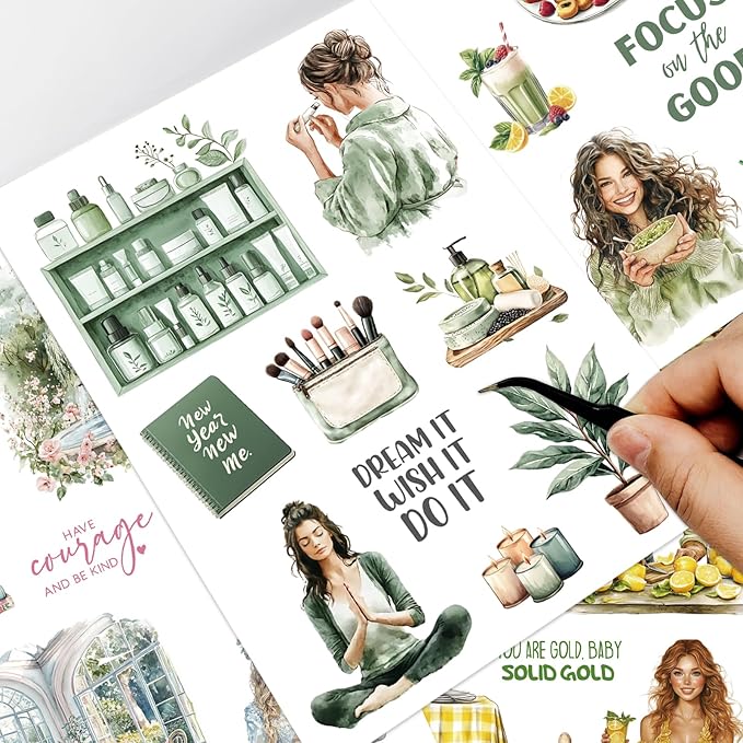 345pcs People Stickers Book,Planner Stickers for Junk Journal Kit,40 Sheet Scrapbook Supplies with Junk Journal Supplies and Washi Tape Sticker for Planners, Bullet Journal, Mixed Media Art