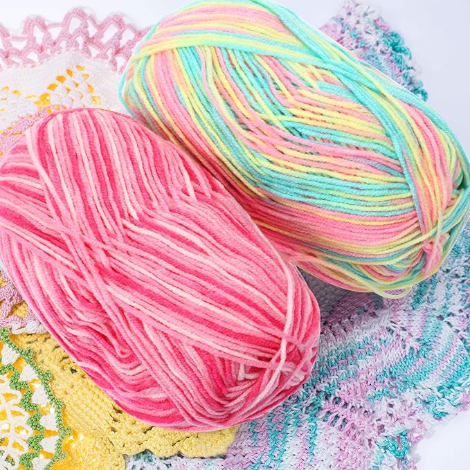 WILLBOND 6 Pieces 50g Crochet Yarn Multi-Colored Acrylic Cotton Blend Knitting Hand Knitting Weaving Yarn