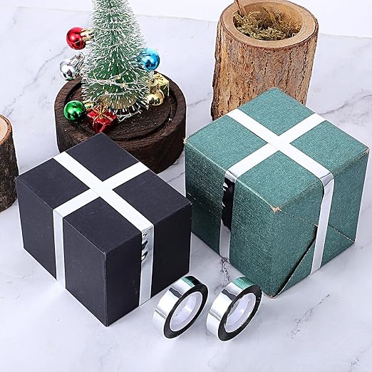 cobee 6 Rolls Mirror Tape, Silver 1.2 Cm Wide Decorative Tapes Self Adhesive, 25 M Washi Tape DIY Graphic Art Tapes for Tv Frame Wall Decor Crafts and Gift Box Wrapping