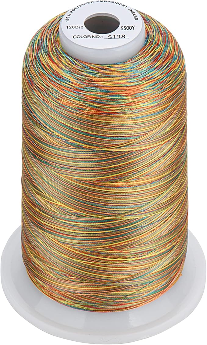Simthread - 33 Selections - Various Assorted Color Packs of Polyester Embroidery Machine Thread Huge Spool 5500Y for All Sewing Embroidery Machines - 3 Variegated Colors 1