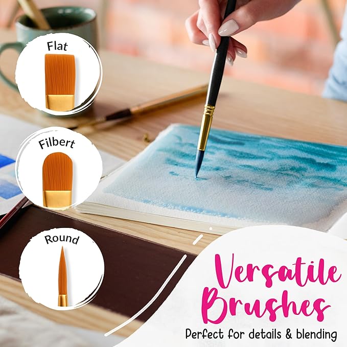 100 Watercolor Paint Set - Water Colors Paint for Adult, Beginners, Professional Artists | Watercolor Palette with Paper, Brushes, Pen | Travel Painting Kit, Art Supplies for Adults