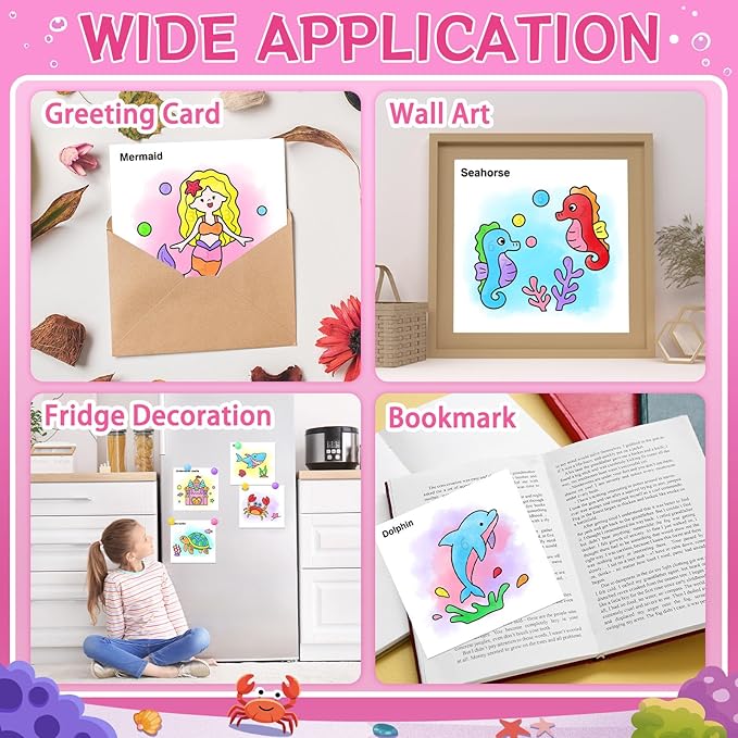 SOCOLER Paint with Water Coloring Books for Toddlers,Mess Free Watercolor Painting Sets for Kids,Water Color Paint Kit,Art Craft Birthday Gift for Ages 1-3, 4-8(Sea World)