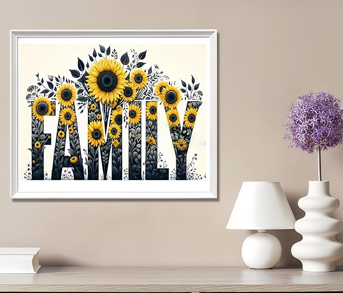 BYGFHLYW 5D Diamond Painting Kits for Adults, Family Sunflower Diamond Art Kits for Adults Beginner, DIY Full Drill Diamond Dot Gem Painting for Home Wall Decor 12x16inch