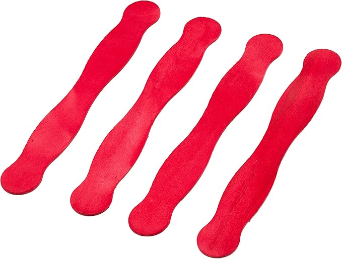 Wooden Red 8" Fan Handles, Wedding Programs, Paint Mixing, Pack 100, Jumbo Craft Popsicle Sticks for Auction Bid Paddles, Wooden Wavy Flat Stems for Any DIY Crafting Supplies Kit, by Woodpeckers