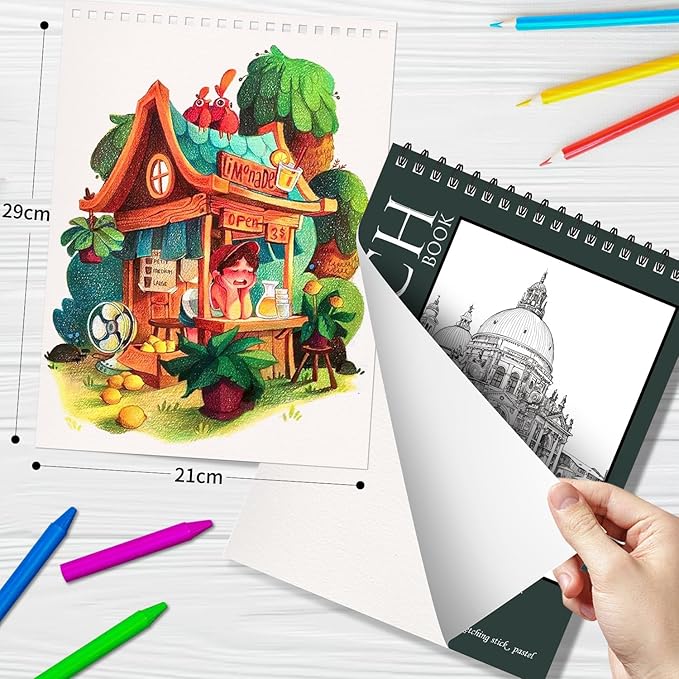 osimig 10 pack sketch books 8.5" x 11", top spiral bound sketch pad, bulk sketchbook, 300 sheet total (68lb/100gsm), drawing paper pad, sketchbooks for kids & adults, art supplies