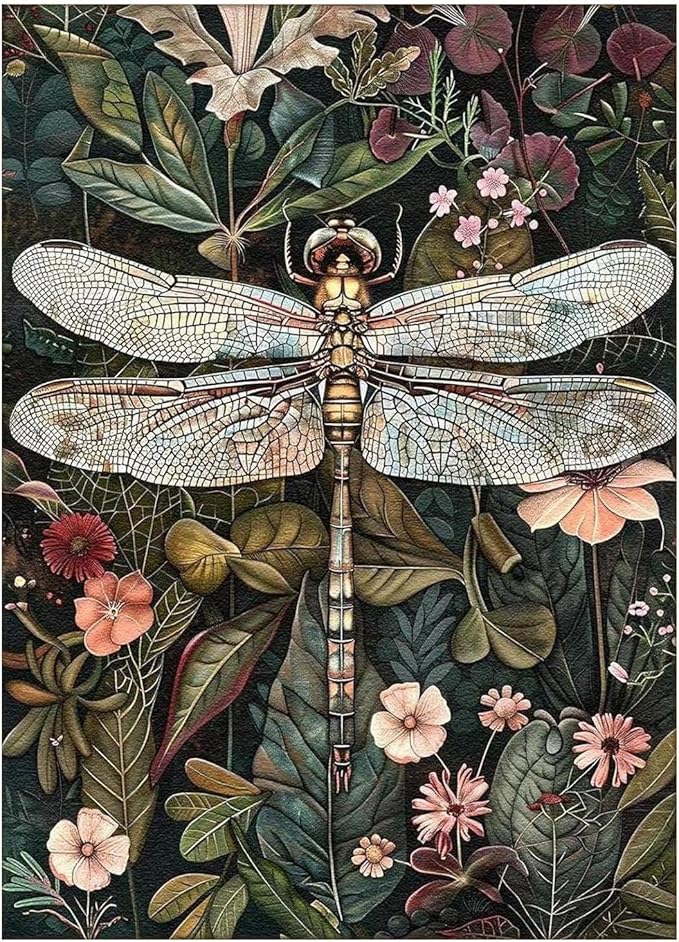 Paint by Numbers Kit for Adults Beginners, Dragonfly Paint by Numbers, DIY Dragonfly Acrylic Painting on Canvas for Home Wall Art Decor Gift 16x20 inch