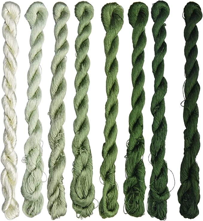 Natural 100% Silk Thread, Handmade Embroidery Thread Silk Floss 8 Colors 110m Each (45)