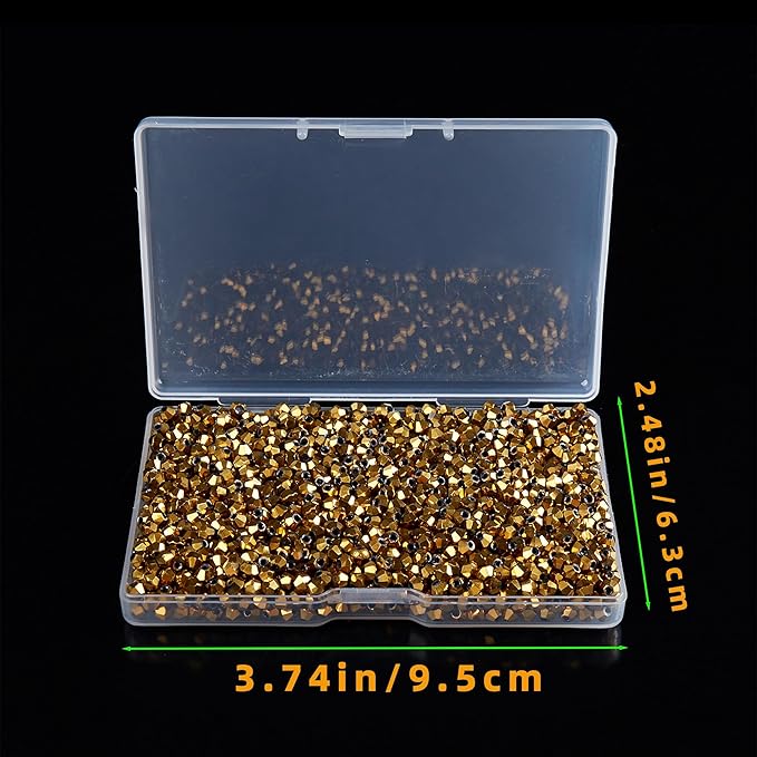 laopottbeads 1200pcs 3mm bicone crystal glass beads for jewelry making, sparkling mini beads for suncatchers, diy bracelets & craft projects (coffee gold)