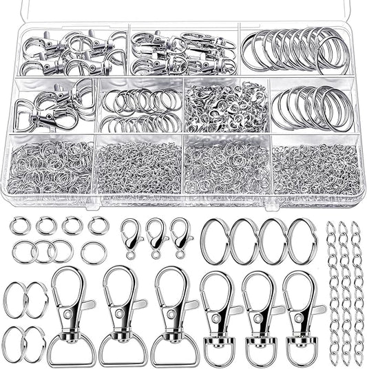 teenitor 524pcs keychain making kit, key chain clips, key chain rings, lanyard hooks lobster claw clasps, key and jump rings for keychain making jewelry lanyard
