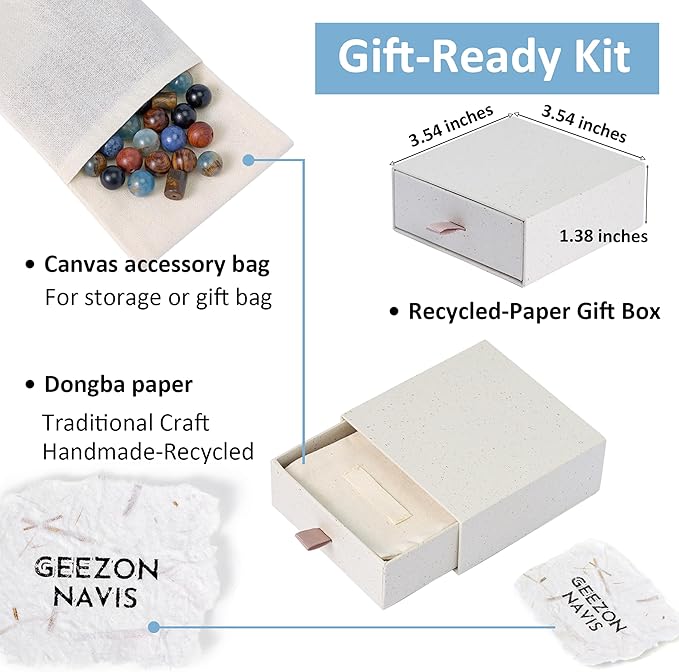 Geezon Navis Bracelet Making Kit - 10mm Natural Stone Beads with Wooden Beads - 48pcs Multicolor - DIY Jewelry Making Starter Kit Adult Men Women Birthday Gift Craft (48, Color B)
