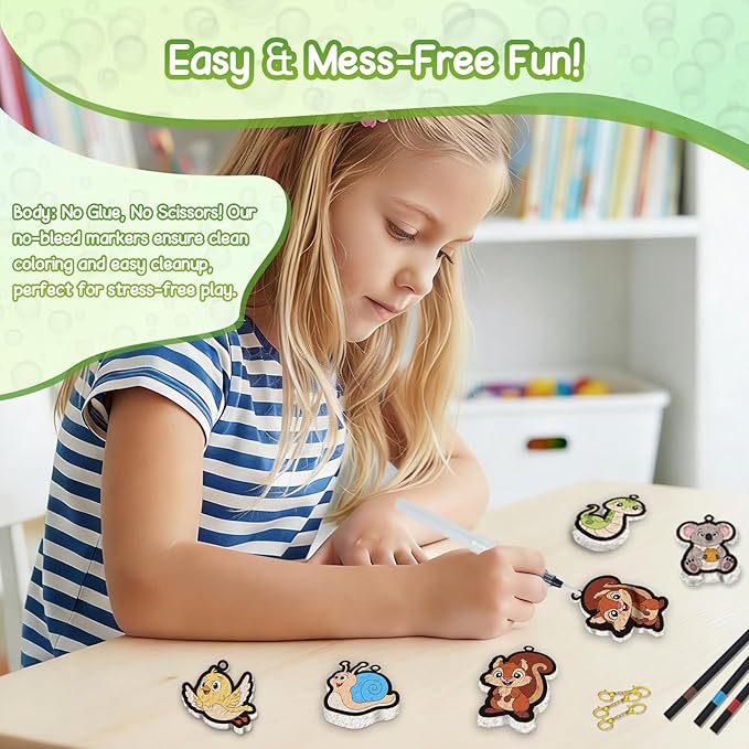 avtctek Magic Foam Texture Painting Kit - 3D Art Puffy Paint Kit, 15 Mess-Free Animal Paint by Number Craft for Kids Ages 3-10