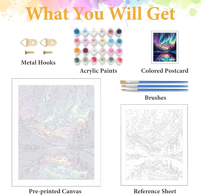 Paint by Numbers Kit for Adults Beginner Starry Sky, Adult Paint by Number Kits on Canvas, Aurora DIY Acrylic Oil Painting by Numbers for Adults, Perfect for Home Wall Decor 16X20 Inch