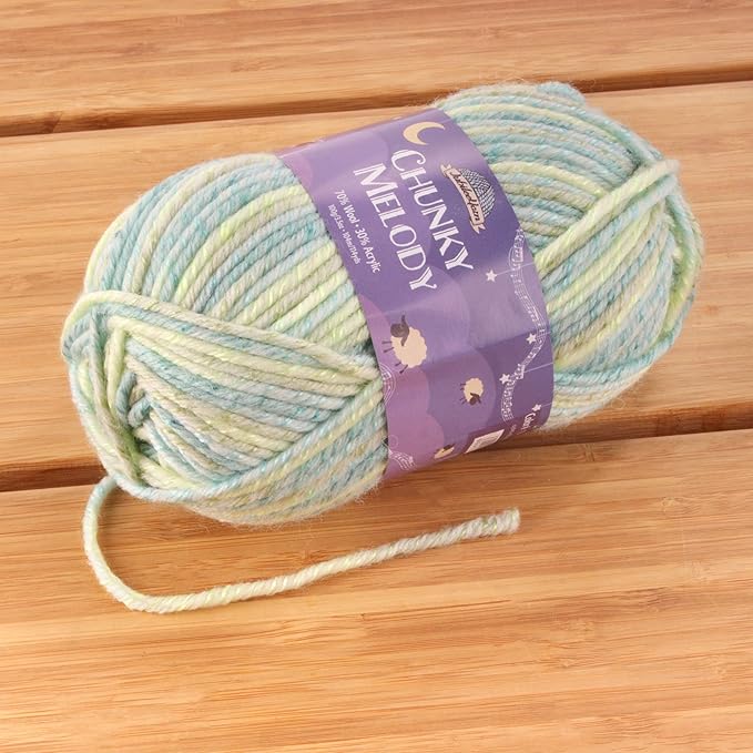 JubileeYarn Chunky Melody Yarn - 100g/Skein Bulky Wool Blend - Sea Mist - 4 Skeins