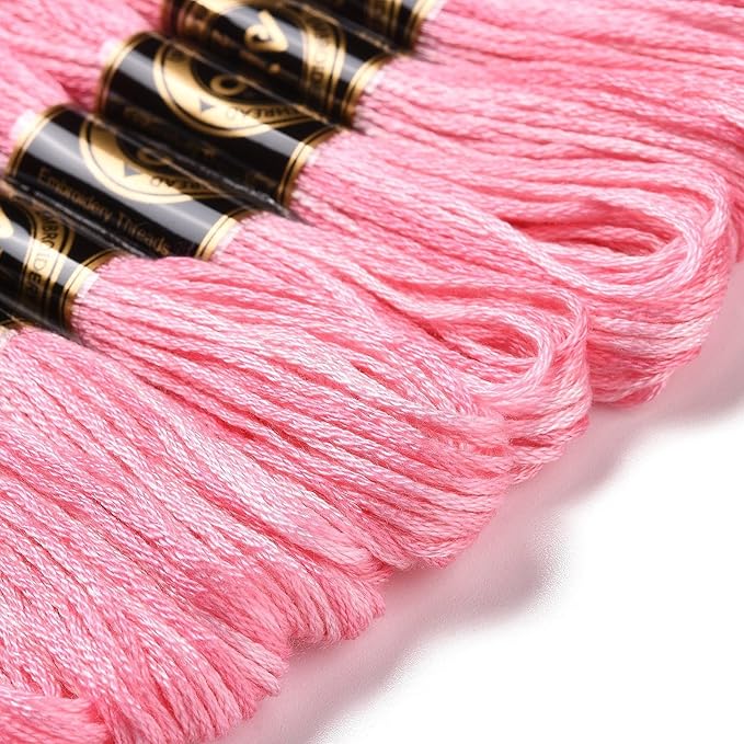 FASHEWELRY 10 Skeins Embroidery Floss Friendship Bracelet String Threads 6-Ply 0.5mm Hot Pink Cross Stitch Embroidery Thread for Sewing Bracelet Making Stitching Crafts