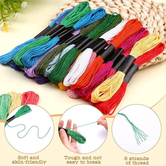 50 Skeins Embroidery Floss, Rainbow Colors Friendship Bracelet String and Cross Stitch Thread, Embroidery Thread for DIY Friendship Bracelet Project, Craft Floss String for Cross Stitch Crafts