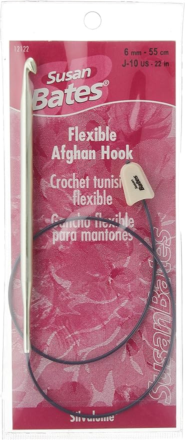 Silvalume Aluminum Flexible Afghan Crochet Hook 22", Size J10/6mm