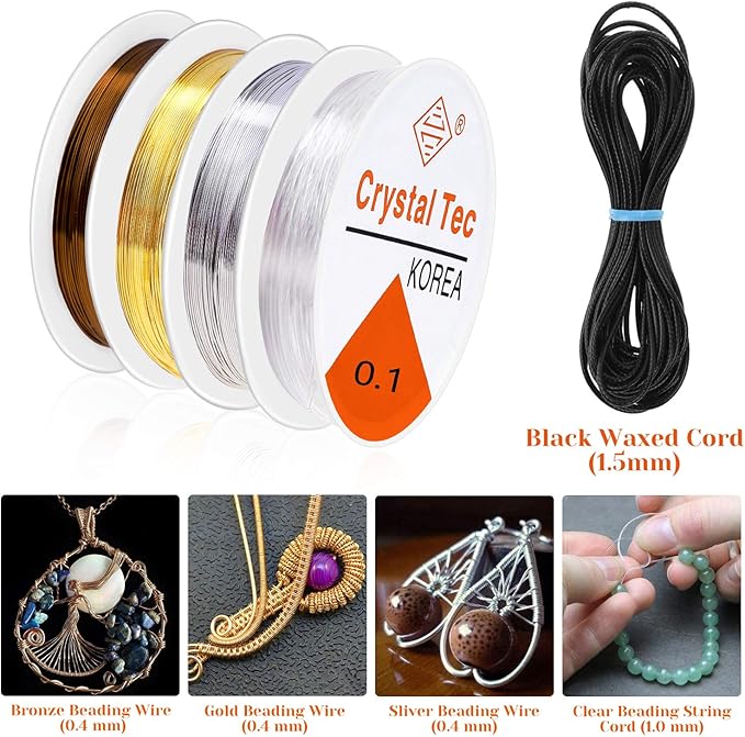 PAXCOO Jewelry Making Supplies Kit, Jewelry Making Kit with Jewelry Making Tools, Jewelry Wires and Jewelry Findings for Jewelry Making, Repair and Beading