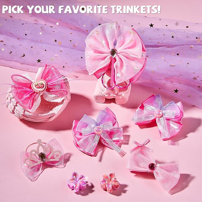 hair accessories for girls,headband set for girls ages 5-12,charm bracelet making kit 8-12,arts & crafts gift toys for girl 5 6 7 ,christmas birthday gifts for kids 8 9 10 11 12 year old girl (pink)