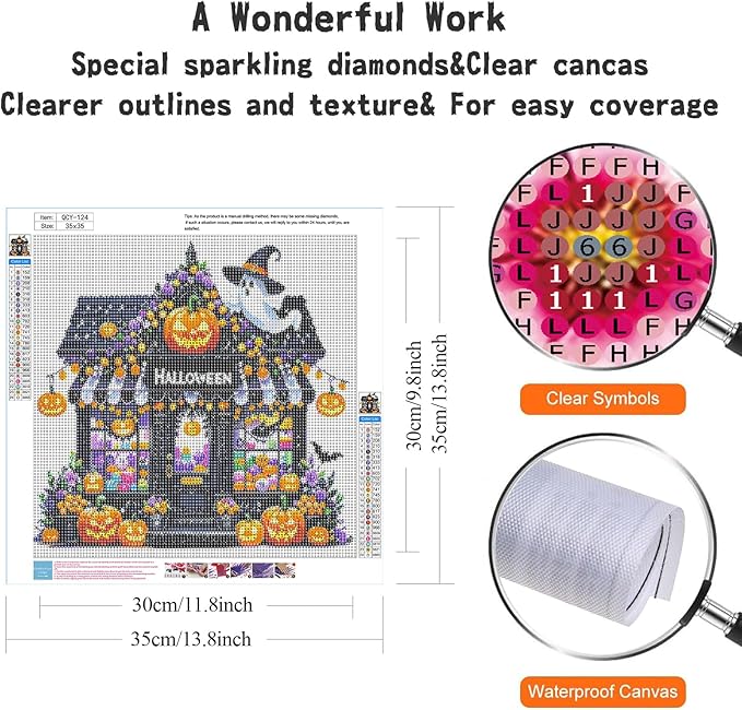 GUMITOON 4 Pack Halloween Diamond Art Kits for Adults-Full Drill Diamond Dots Paintings for Beginners, Round 5D Paint with Diamonds Pictures Gem Art Painting Kits DIY Crafts Kits 14"x14" QCY-122