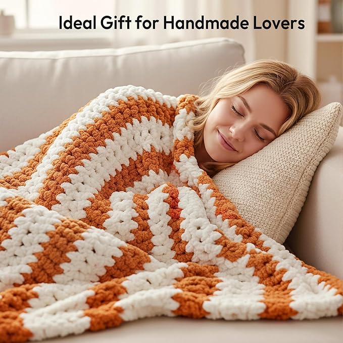 Chenille Yarn #6, Super Bulky Blanket Yarn for Crocheting & Knitting, Extra Soft Chunky Thick Yarn, Easy to Crochet, Perfect for Amigurumi, Baby Blankets, DIY Home Decor, 3Skeins(300g/10.5oz), White