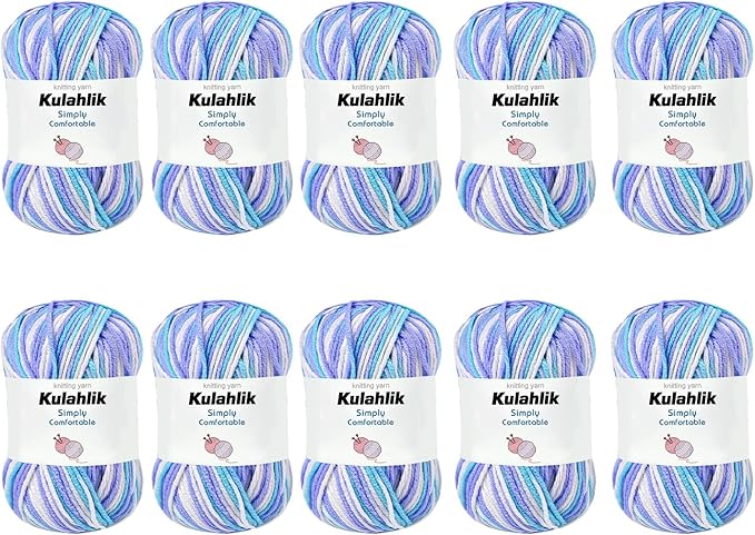 500g(10x50g) Acrylic Yarn for Crocheting and Knitting, Colorful Gradient Yarn Thread, 10 Rolls Skeins, Multicolor Hilo Acrílico, Perfect for DIY Crafts Project