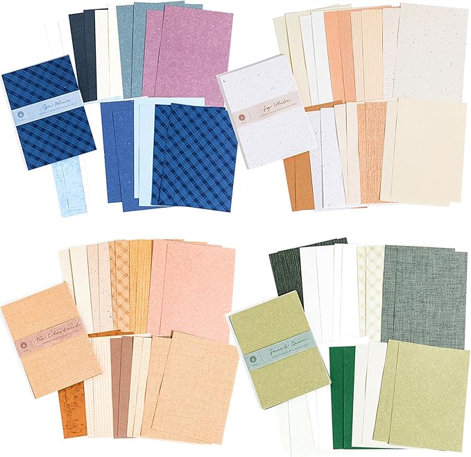 VIVIQUEN 80 Sheets Vintage Scrapbook Paper and Embossed Textured Set - 4 Pack Mixed Special Paper for Scrapbooking Planner Bullet Junk Journal Supplies Collage Card Embellishment A6 Size