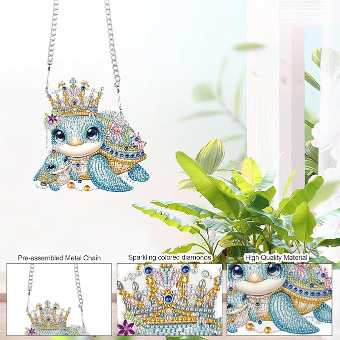 Tontut Diamond Art Painting Kits Hanging Decoration, 5D Turtle Diamond Art Painting, DIY Special Shape Diamond Craft Wall Garden Decoration, Gifts