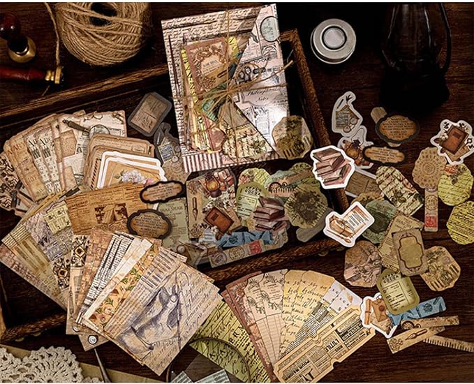 100PCS Vintage Journaling Scrapbooking Supplies Ephemera Pack for Junk Journal Planners Decoupage Paper Scrapbook Stickers Aesthetic Cottagecore Collage Craft Album (Notes)