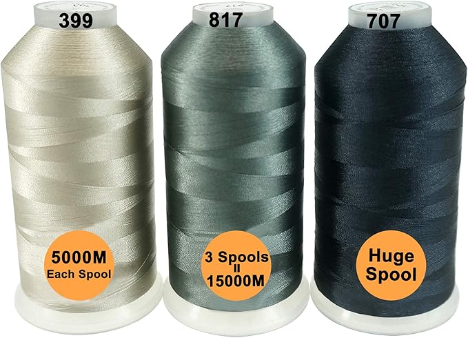 New brothreads - 40 Options- Various Assorted Color Packs of Polyester Embroidery Machine Thread Huge Spool 5000M for All Embroidery Machines -Different Grays