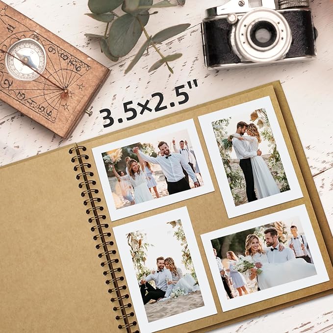 Yopih 7 x 7 Inch DIY Scrapbook Photo Album Hardcover Kraft Blank Page Acid-Free 40 Pages (20 Sheets) Memory Book for Wedding Anniversaries Family Baby Memories Small Scrapbooking Projects, Yellow