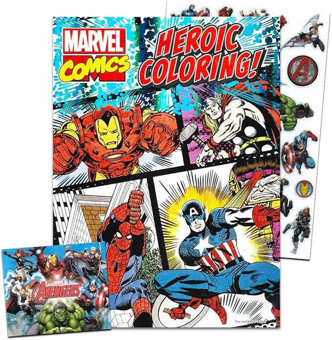 Marvel Comics Coloring Book for Adults Relaxation Set ~ Advanced Marvel Coloring Book Featuring Iron Man, Thor, Spider-Man, Captain America, and More