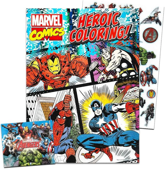 Marvel Comics Coloring Book for Adults Relaxation Set ~ Advanced Marvel Coloring Book Featuring Iron Man, Thor, Spider-Man, Captain America, and More