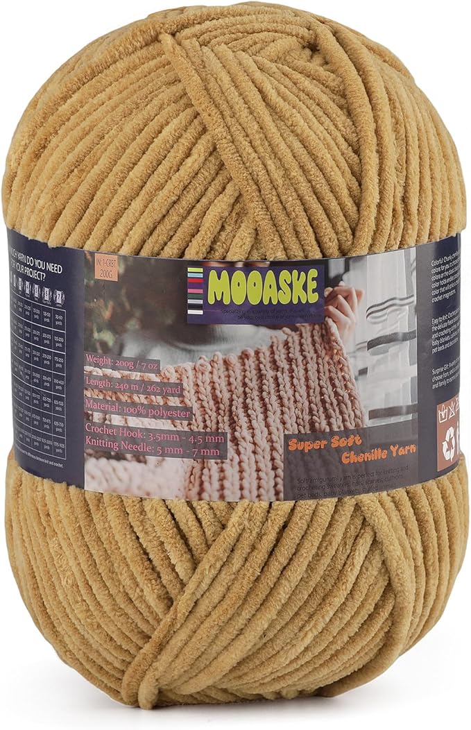 Chunky Velvet Yarn for Crocheting & Knitting, 7.05oz 262.4yd Super Soft Chenille Plush Yarn, Bulk Thick Yarns for Baby Blankets, Amigurumi, Scarves | 20 Colors (1, Coffee Brown)