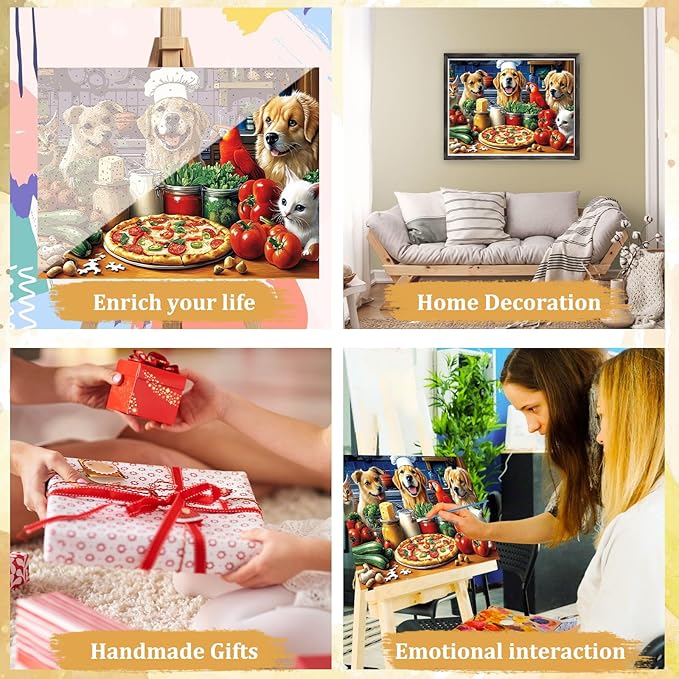 MAXBYE Paint by Numbers Kits for Adults, Kitchen Cute Pet Acrylic Easy Paint by Numbers for Adults Beginner, DIY Painting by Numbers for Home Wall Decor Gift 12x16in