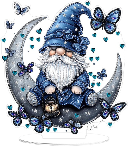 KEYIFA Diamond Painting Desktop Ornament, DIY Gnome Diamond Art for Adults Beginner, Moon Gem Arts Table Decor Special Shaped Rhinestone Crafts Home Desk Decoration Gift, Double Sided