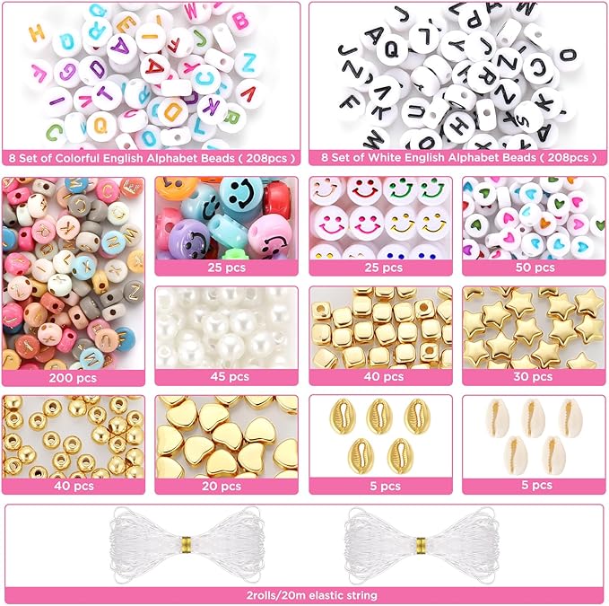 Funtopia 4mm 13000pcs+ Seed Beads for Jewelry Making, 120 Colors Small Glass Beads for Bracelets, Friendship Bracelet Kit with Alphabet Letter Bead Smile Face Bead for DIY, Art and Craft