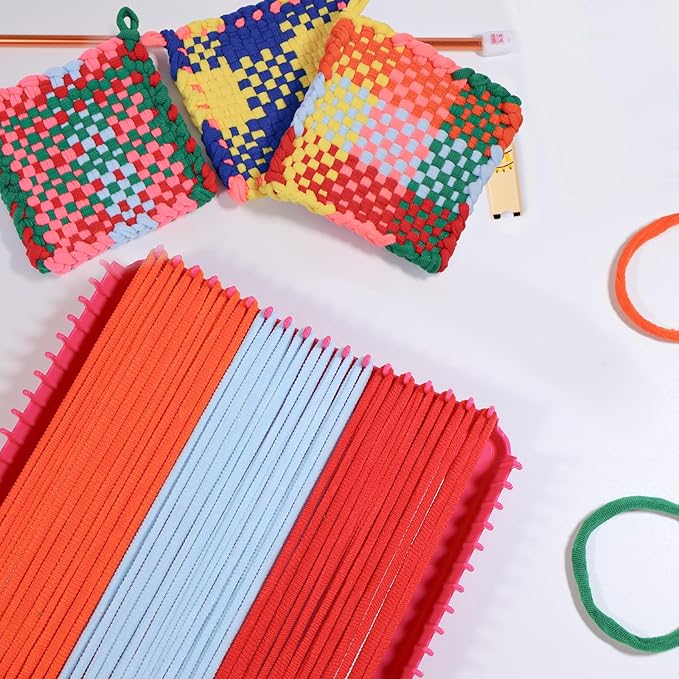 huoszpk 1000 pcs weaving loom loops with storage bag-10 color potholder 7 inch durable nylon diy crafts projects for rainbow loops flexible loom kit