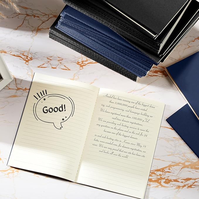mimorou 100 pcs journals notebooks bulk - kraft softcover a5 small notebooks 5.5 inch x 8.3 inch notepads with 60 page 30 sheet for writing sketch travel office supplies(black, navy,lined)