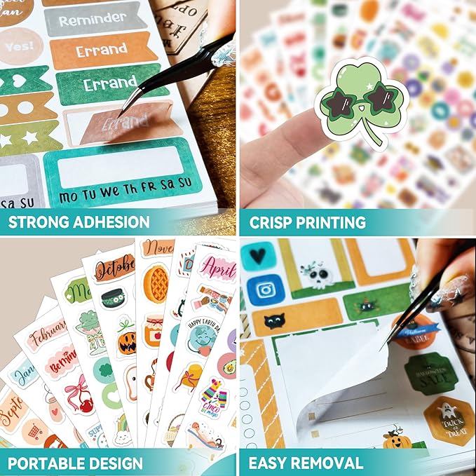 Holiday & Daily & Monthly Planner Stickers - 12 Sheet Sticker Book for Adults, Calendar Sticker for Planners with Stickers, Essential Holiday Planner Accessories