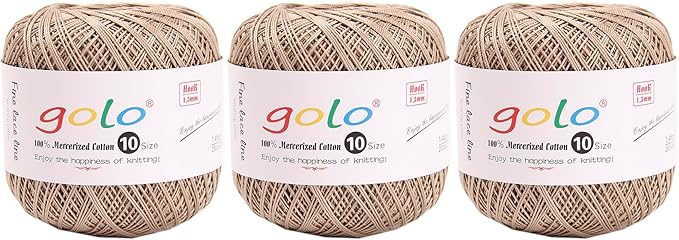 golo 3 Balls Crochet Thread Size 10 Crochet Yarn for Hand Knitting 278