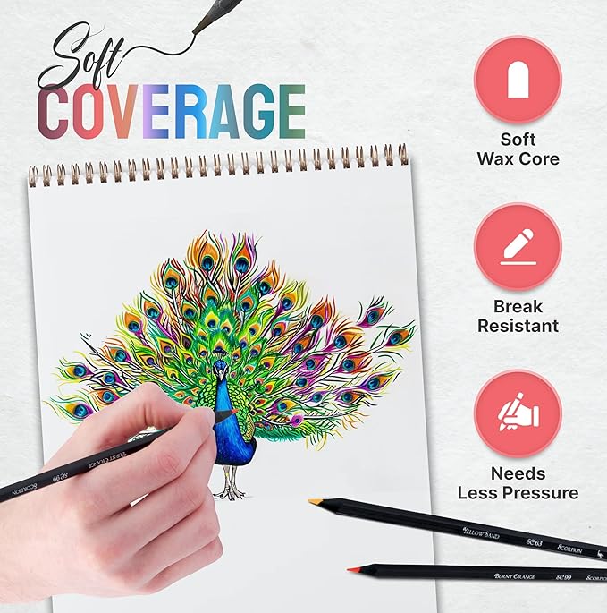 Black Widow Coloring Pencils for Adults – 24 Wax Soft Core Colored Pencils for Adult Coloring Books – Vibrant Color Pencil Set (Scorpion Set)